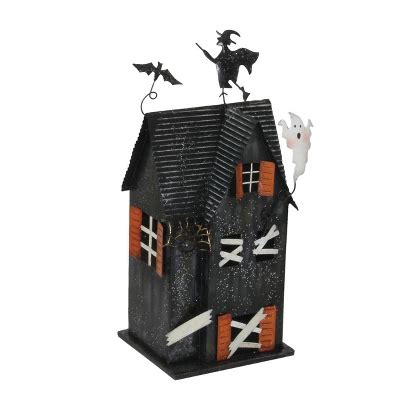 target metal halloween house|Transpac Metal 14.75 In. Black Halloween Hunted .